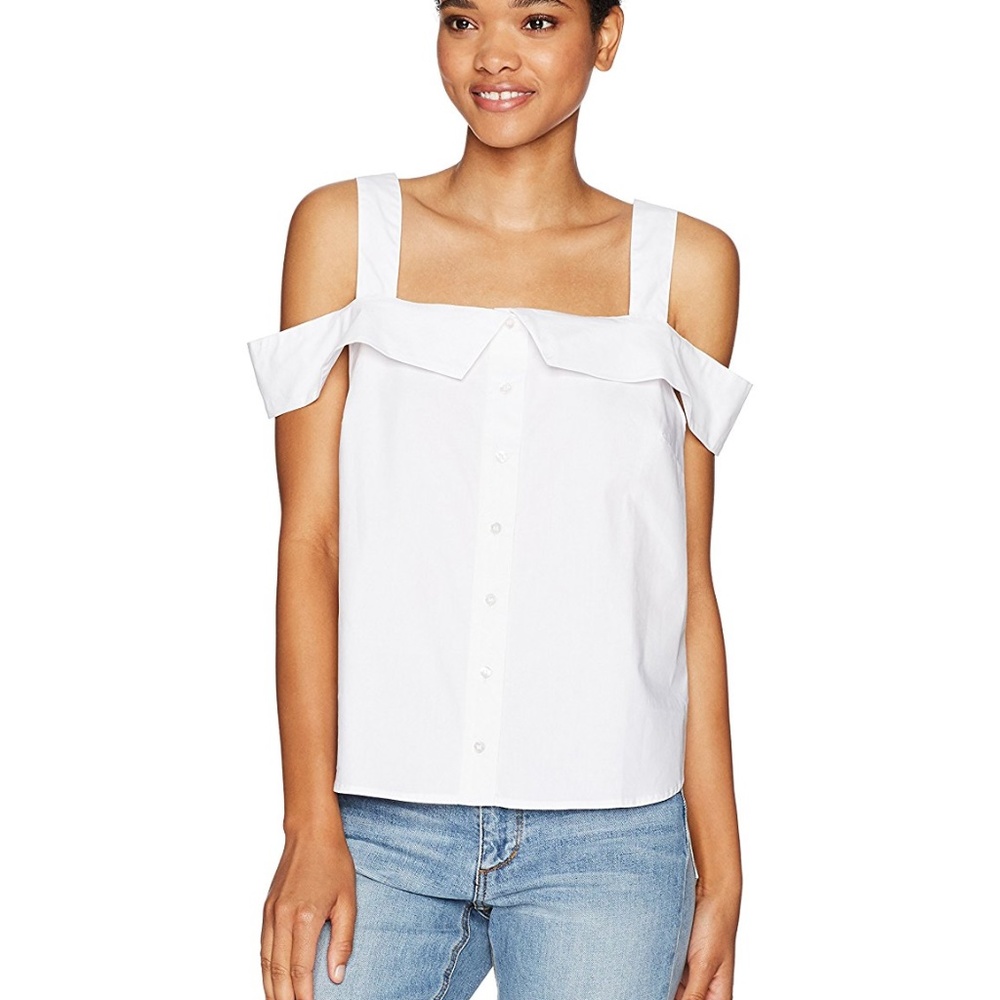 NWT Kensie Oxford Cold shoulder top